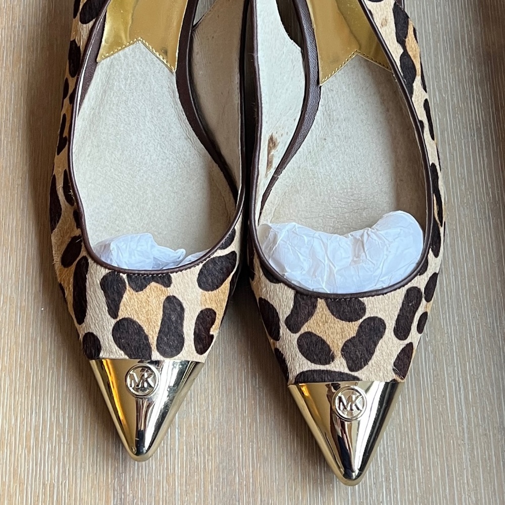 Michael Kors Leopard Print Pony Skin Slingbacks